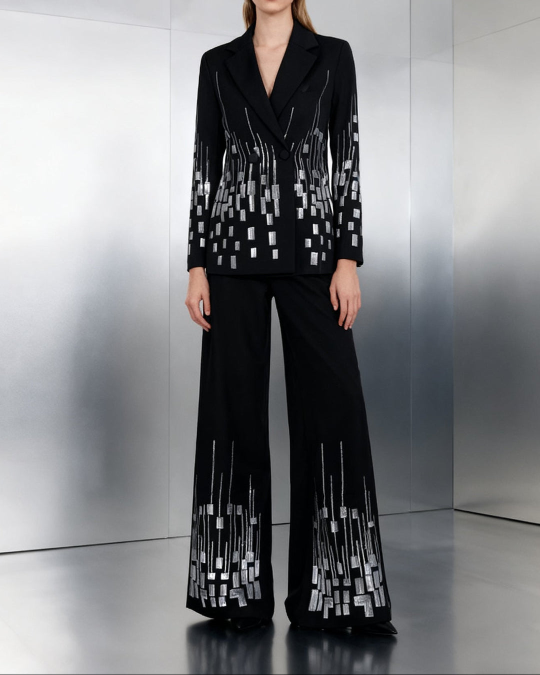 tailored sequin-embellished blazer set – STELLAR