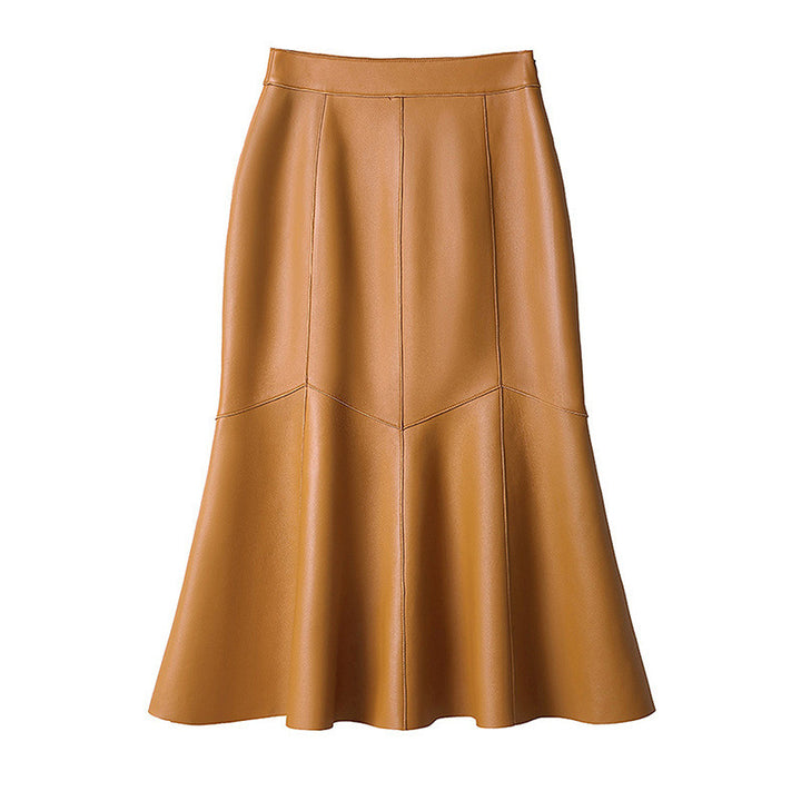 high-waist faux leather flared skirt – AURA