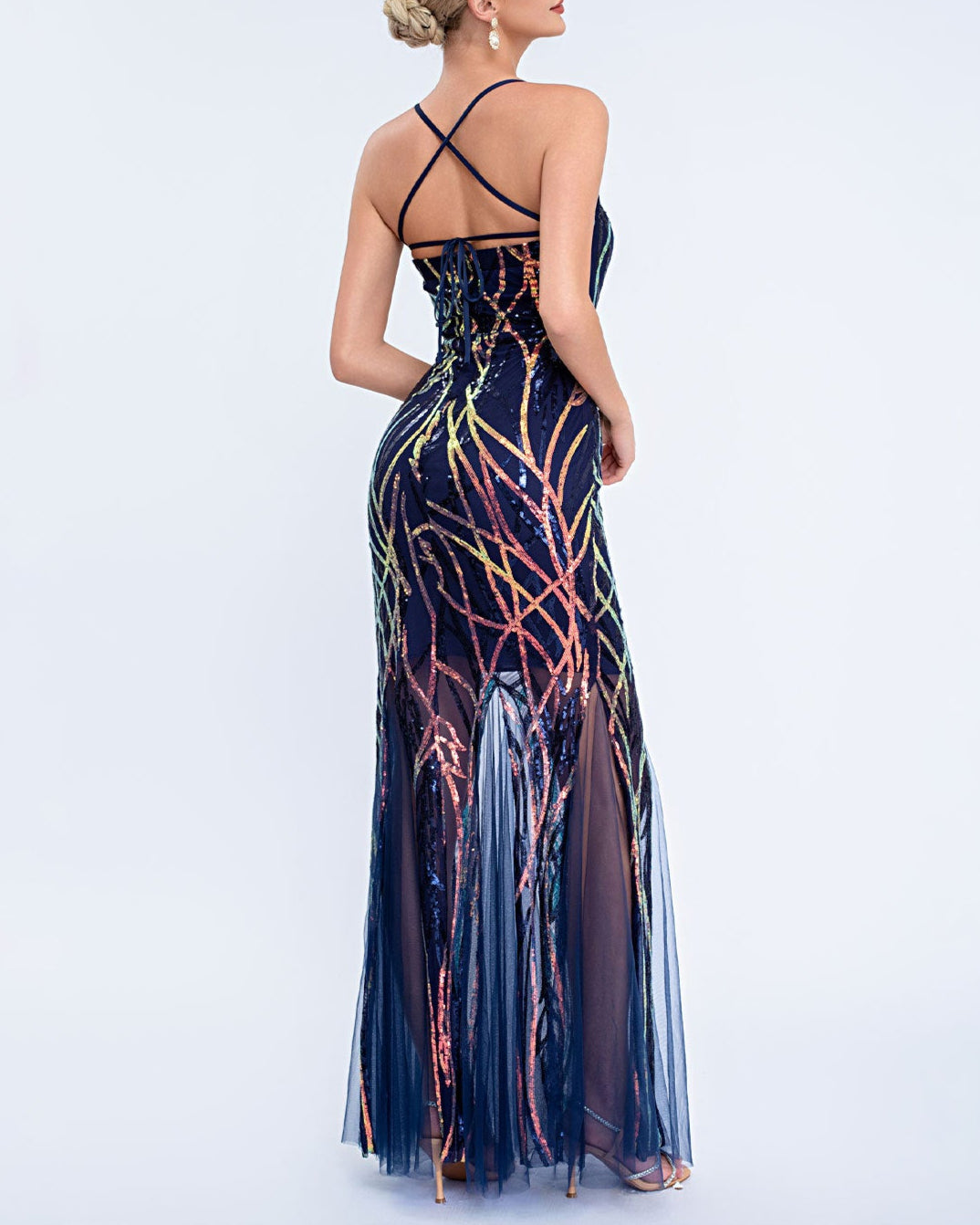 Geplooide top met uitlopende mouwen en maxi-rok set met tailleband – Rosiny 