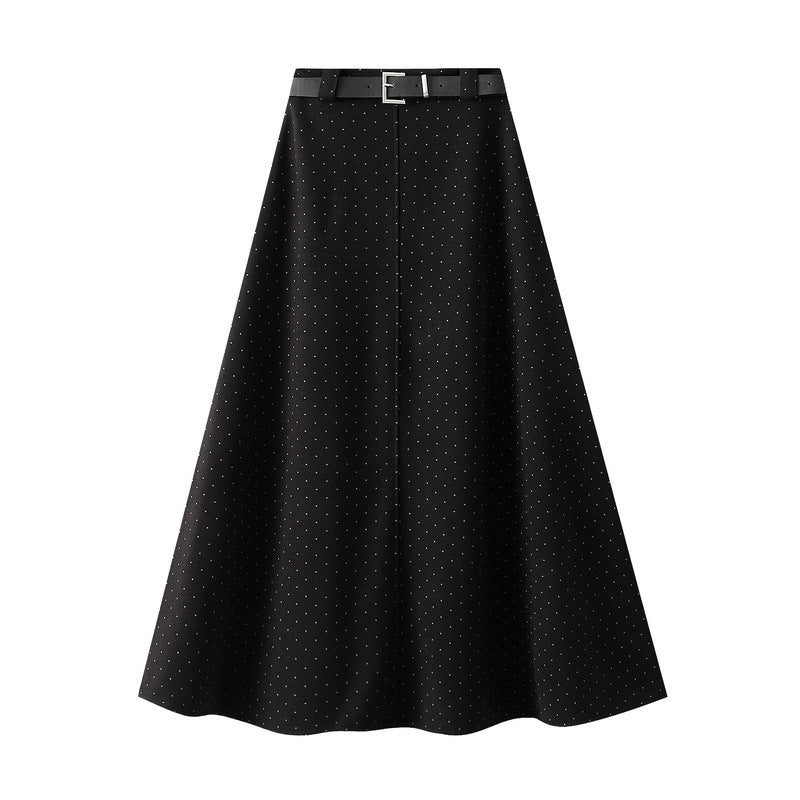 A-line midi skirt with micro-stud detailing – STELLA