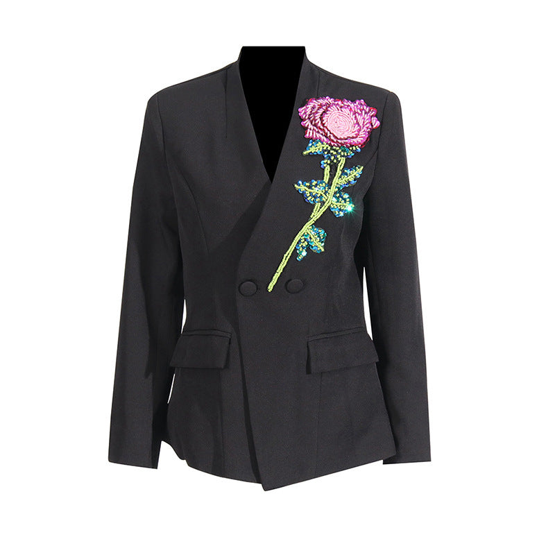 سترة مصممة خصيصًا مع تطريز وردي بالترتر – روزابيلكس