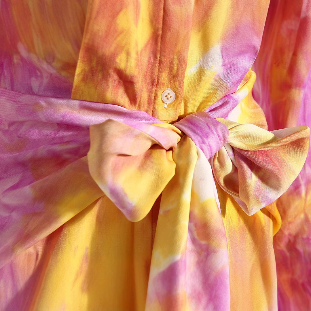 op maat gemaakte flare-pak met satijnen pofmouwen – VALENCIA 