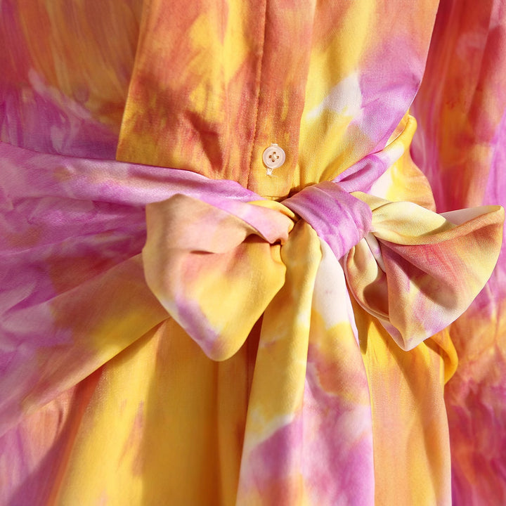 op maat gemaakte flare-pak met satijnen pofmouwen – VALENCIA 