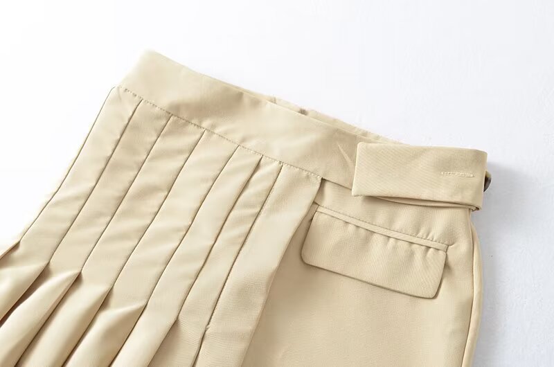 asymmetric pleated skirt with wrap panel – ELYSE