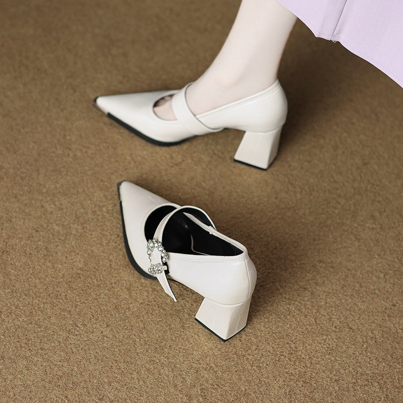 pointed-toe block heels with crystal buckle - VIVIANDA