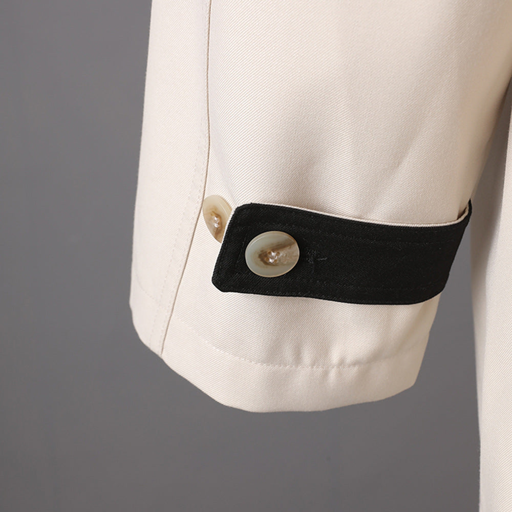 button-front minimalist jacket with contrast collar – KIVAA