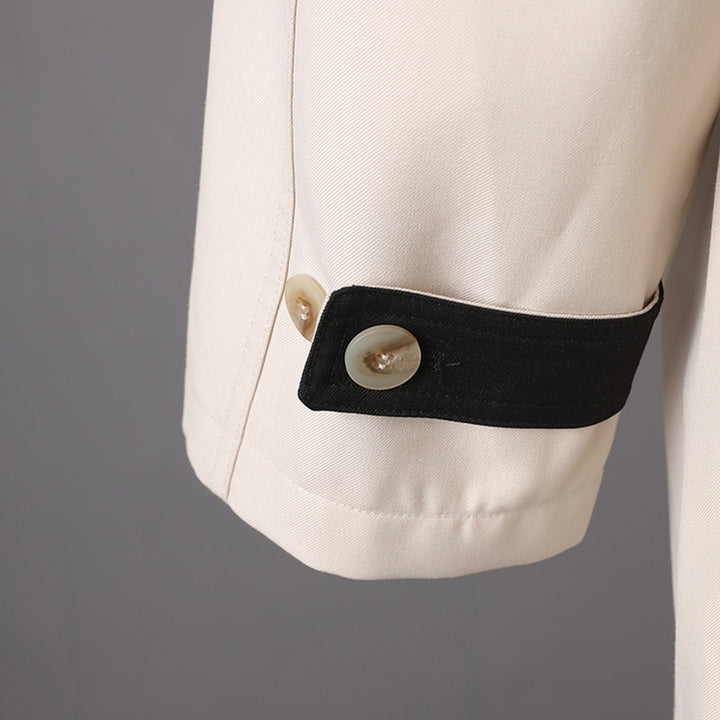 button-front minimalist jacket with contrast collar – KIVAA