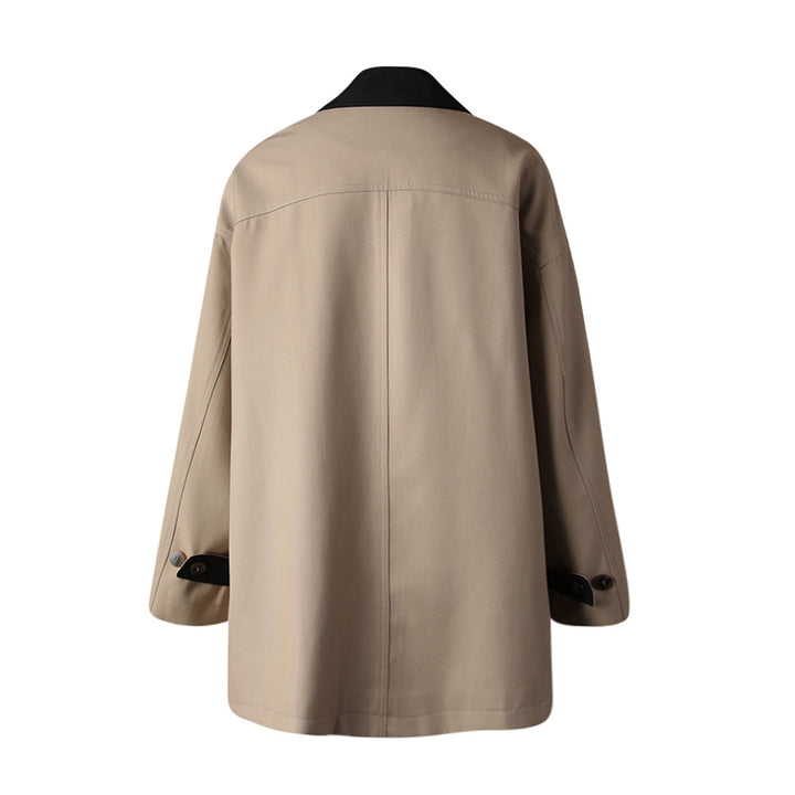 button-front minimalist jacket with contrast collar – KIVAA