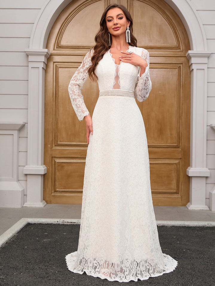 Plissiertes Oberteil mit ausgestellten Ärmeln und Maxirock-Set mit Taillengürtel – Rosiny 