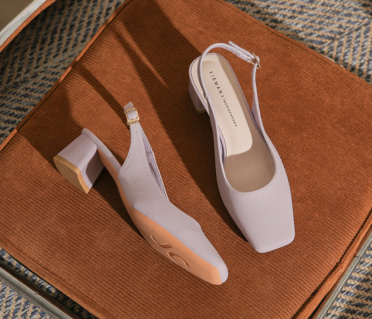 slingback block heels with square toe – AURARTU