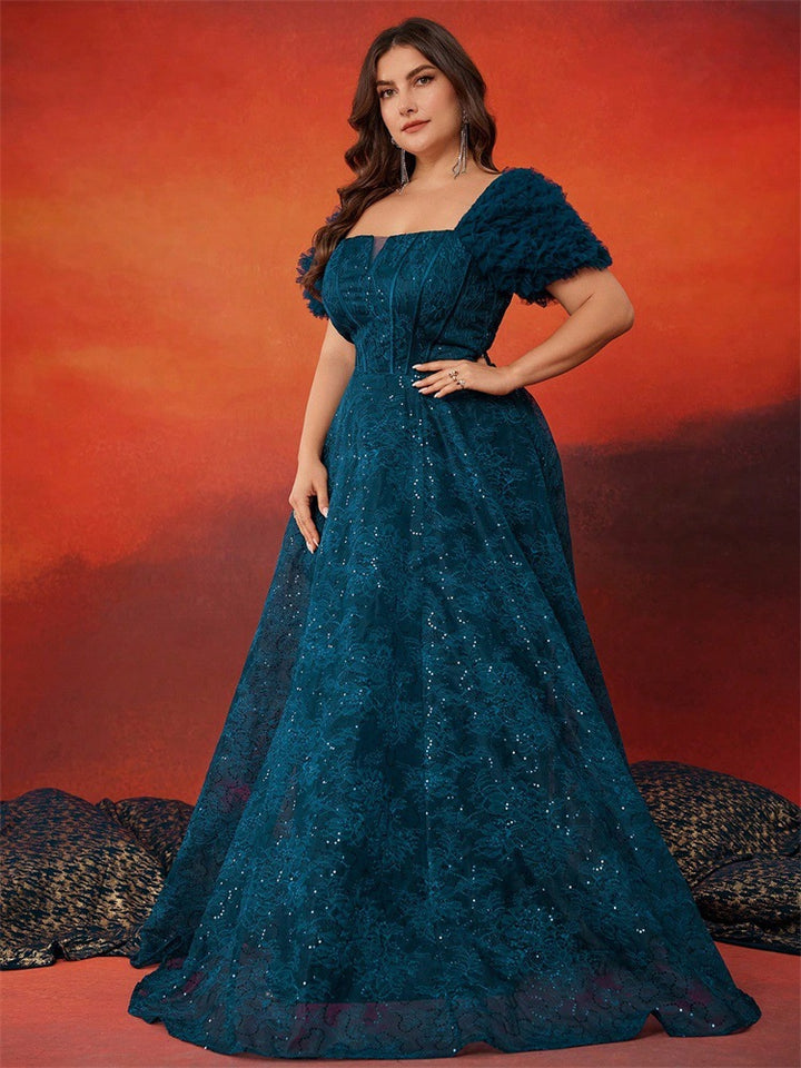 Geplooide top met uitlopende mouwen en maxi-rok set met tailleband – Rosiny 