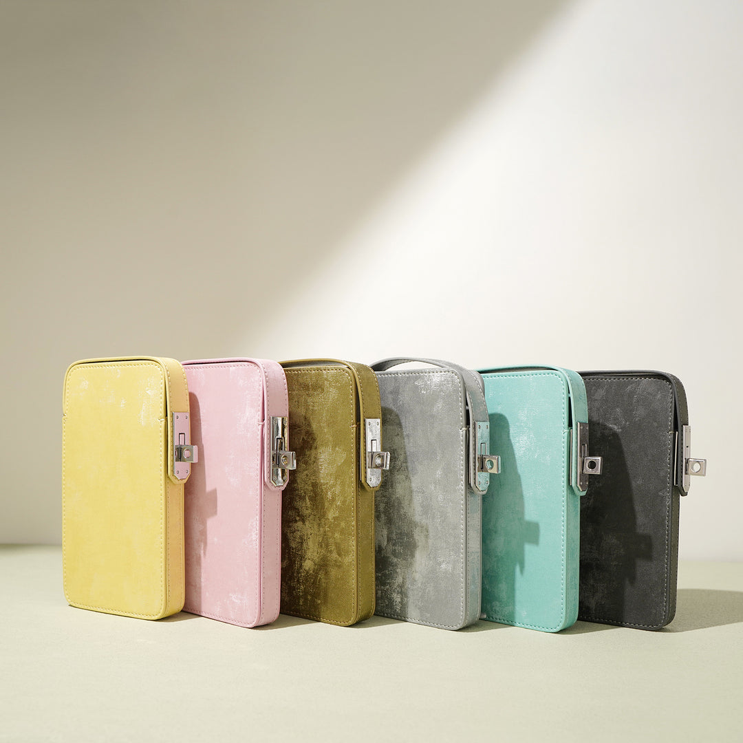 metallic crossbody phone bag with adjustable strap - AURAVKLI