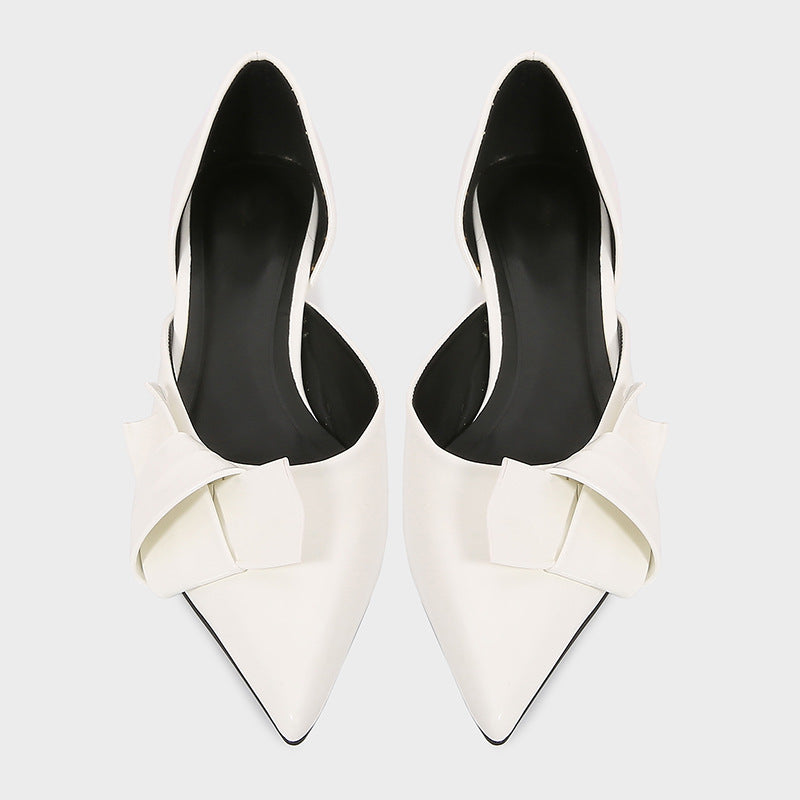 pointed-toe low heel pumps with oversized bow - AMIRAX