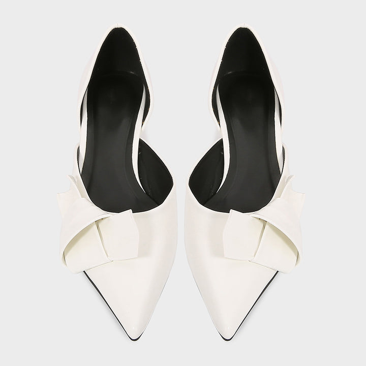 pointed-toe low heel pumps with oversized bow - AMIRAX