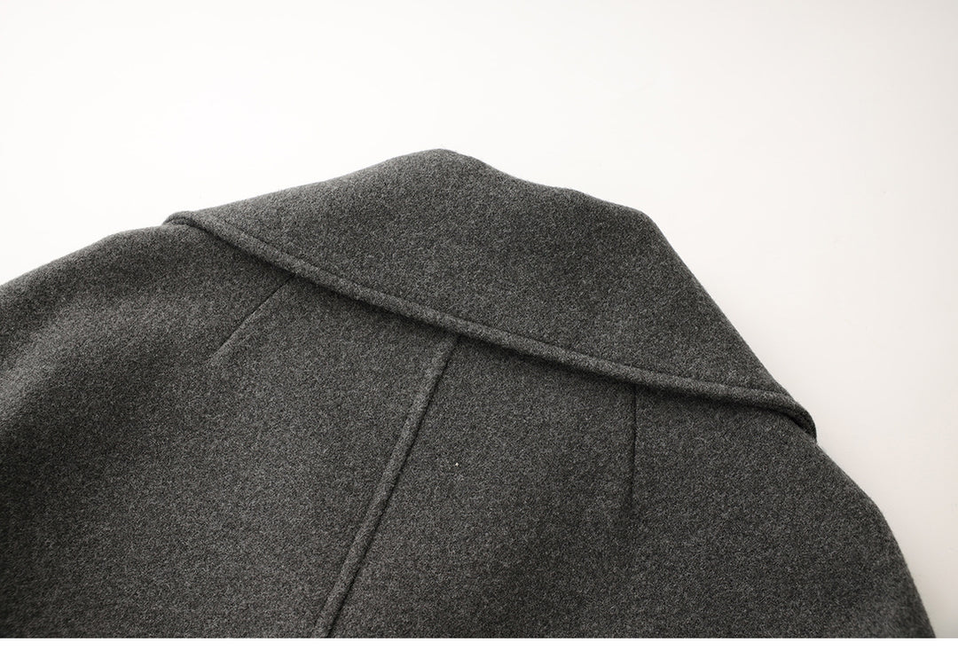 Belted double-breasted long coat – CHARCOAL