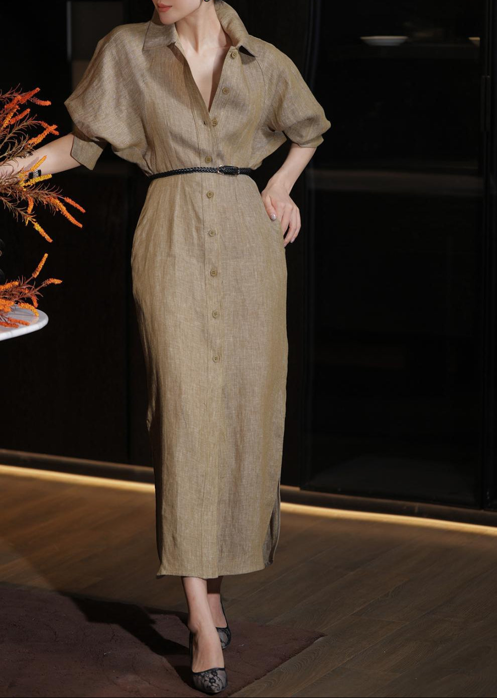 denim shirt dress with belted waist – JAZZ