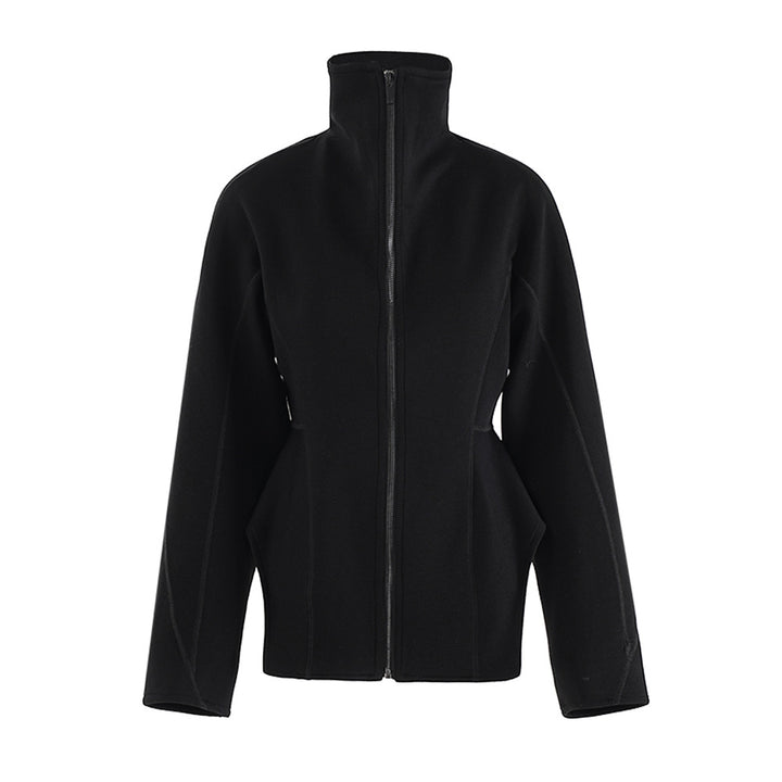 fitted zip-up jacket with high collar – NOIRZA