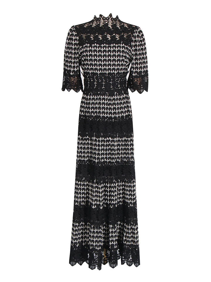 فستان متوسط ​​الطول بجزء من الدانتيل وحافة صدفية – سيلينيسي