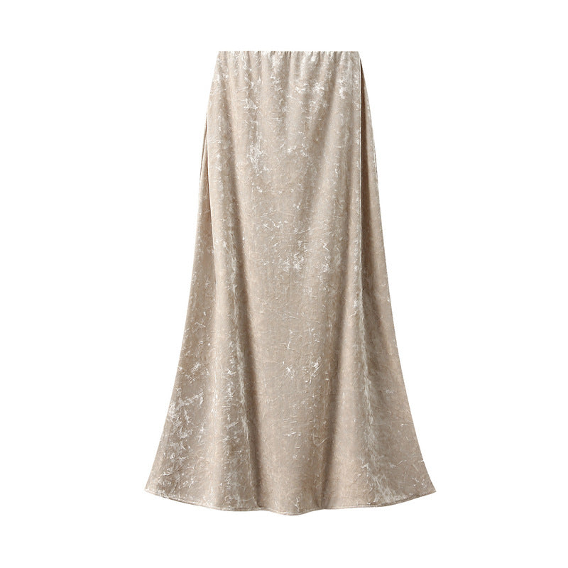 velvet maxi skirt with crushed texture – AURA