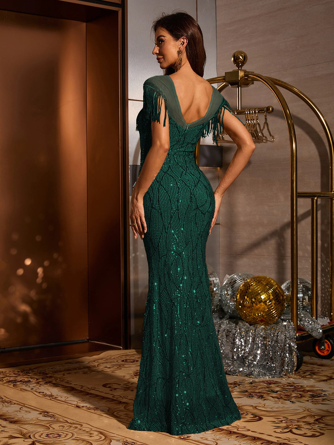 Haut à manches évasées plissées et ensemble jupe longue avec ceinture à la taille – Rosiny 