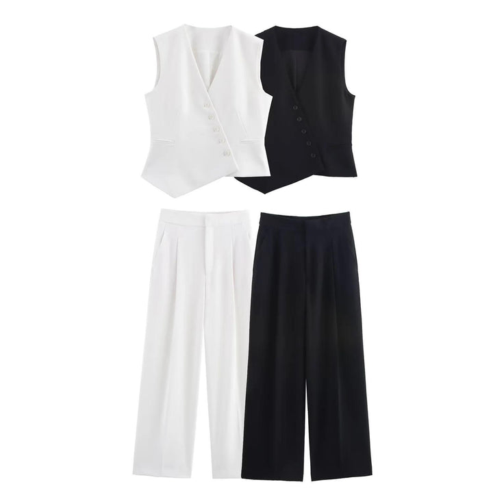 tailored sleeveless vest with wide-leg trousers set – ECLIPSE