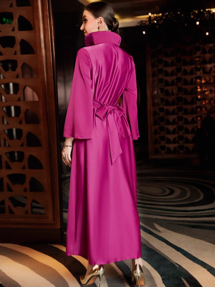 op maat gemaakte flare-pak met satijnen pofmouwen – VALENCIA 