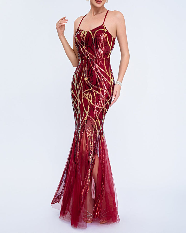 Geplooide top met uitlopende mouwen en maxi-rok set met tailleband – Rosiny 