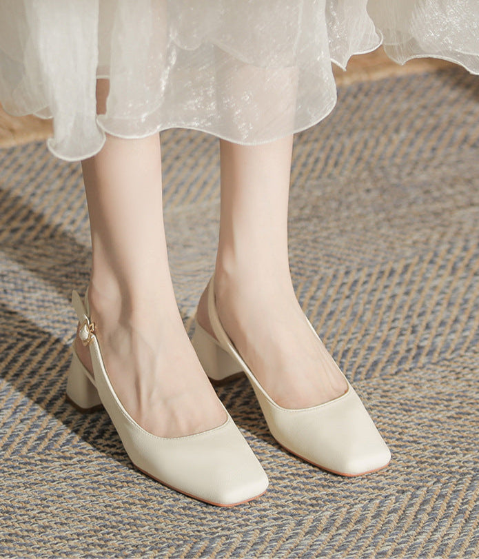 slingback block heels with square toe – AURARTU