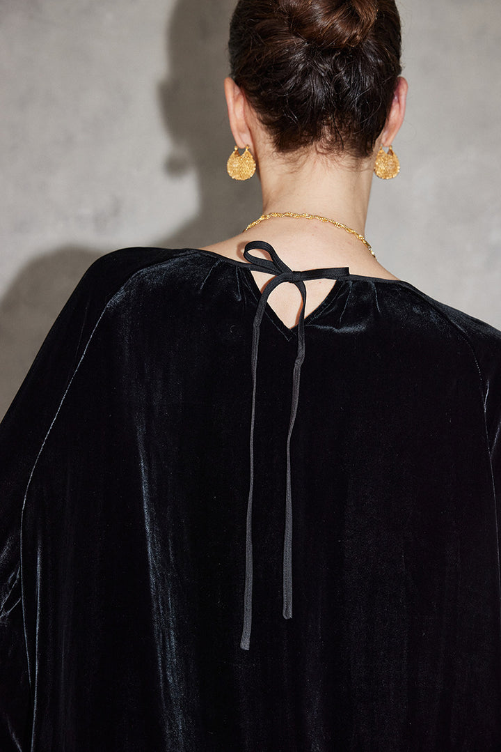 Velvet Cut-Out Neckline Blouse – STORE