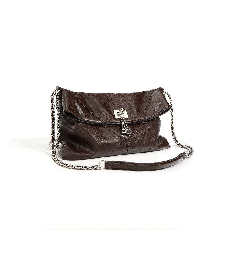 gathered shoulder bag with chain strap - NORA