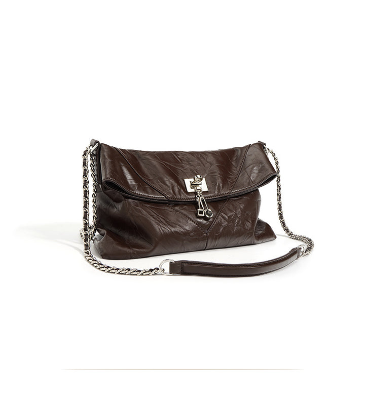 gathered shoulder bag with chain strap - NORA