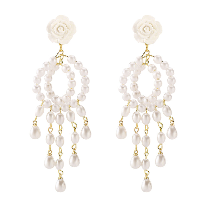 drop earrings with pearls and crystal charms - AMARADO
