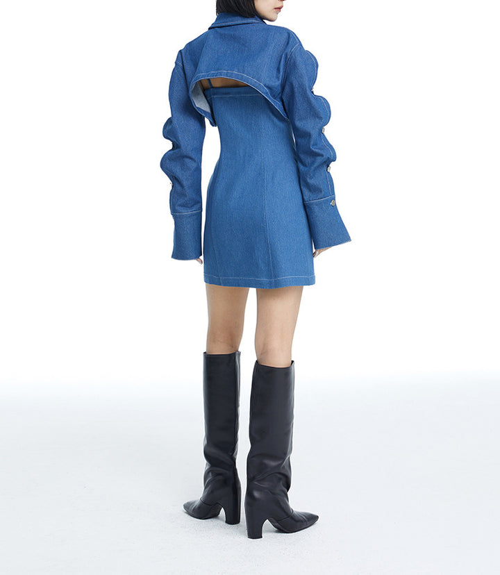 cropped denim jacket with sculpted sleeves – RIVET