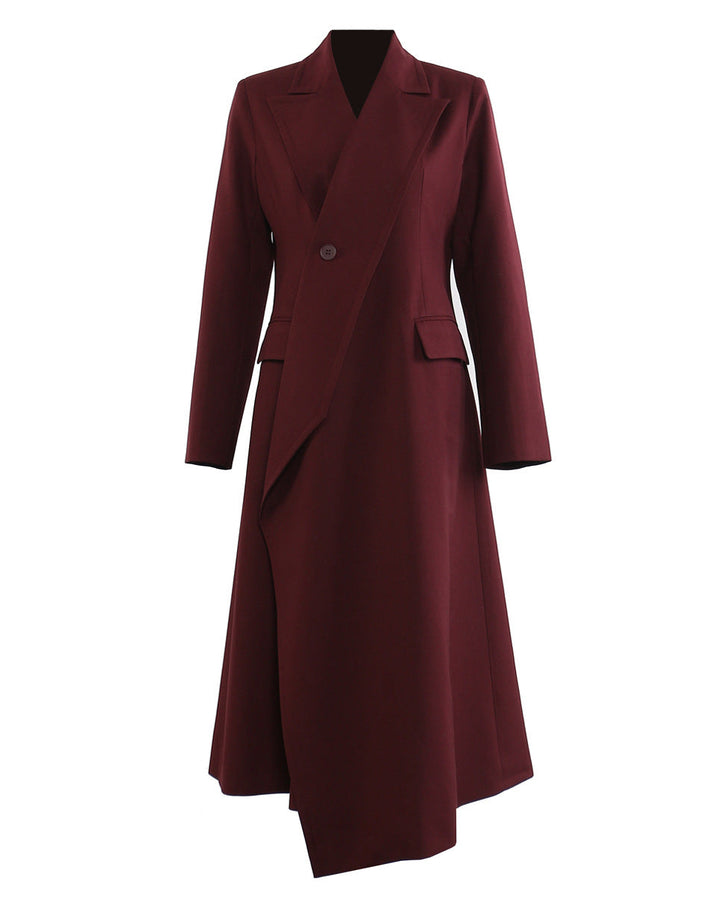 asymmetric long coat with tailored lapel – MARIGON