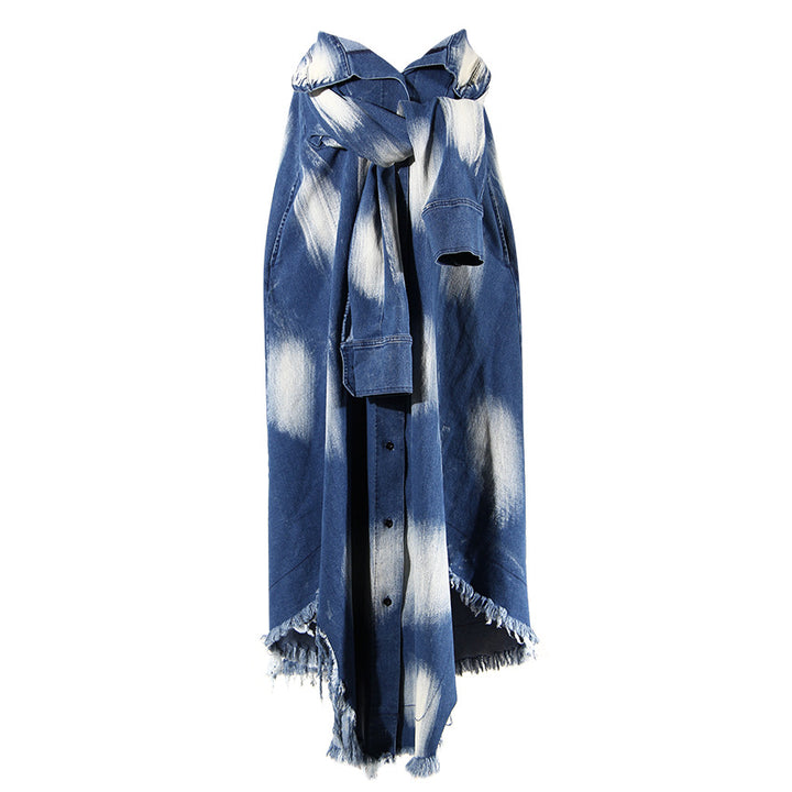 asymmetrical denim skirt with tie detail – AURANXI