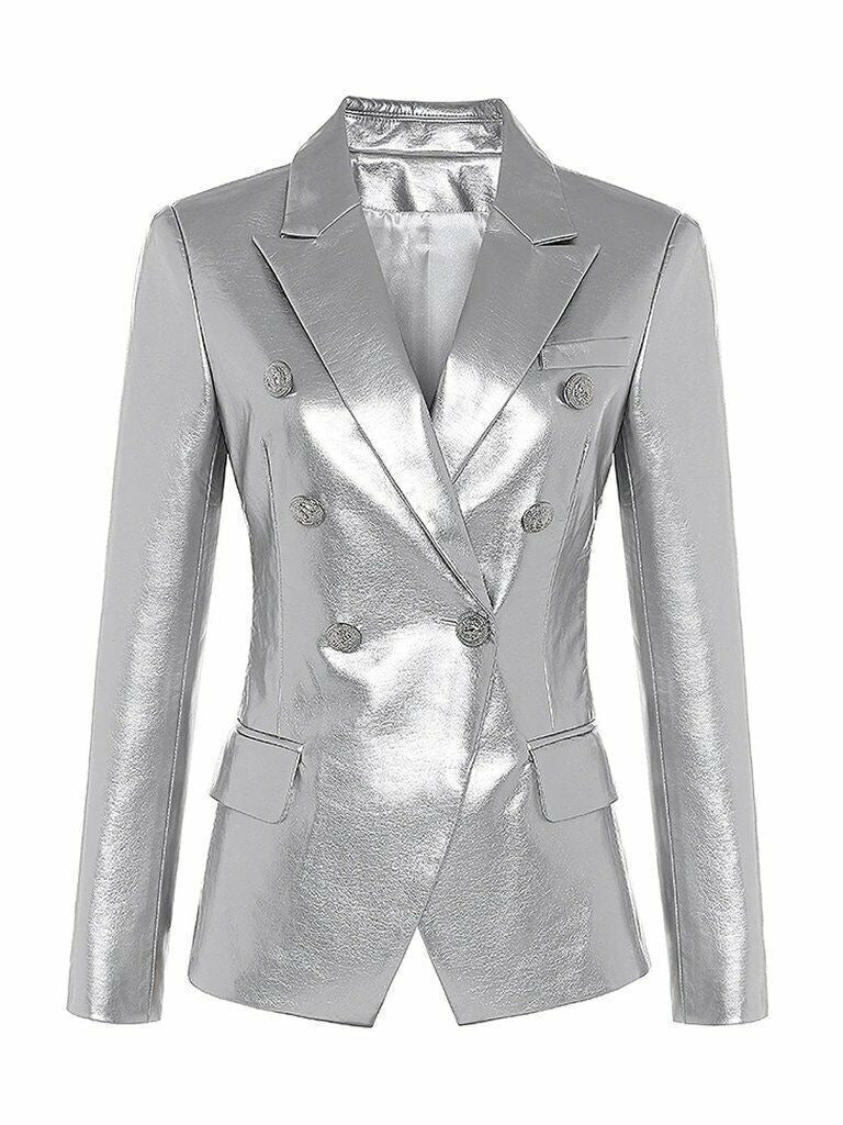 metallic double-breasted blazer – LUNARA