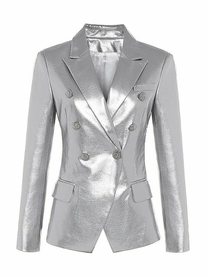 metallic double-breasted blazer – LUNARA