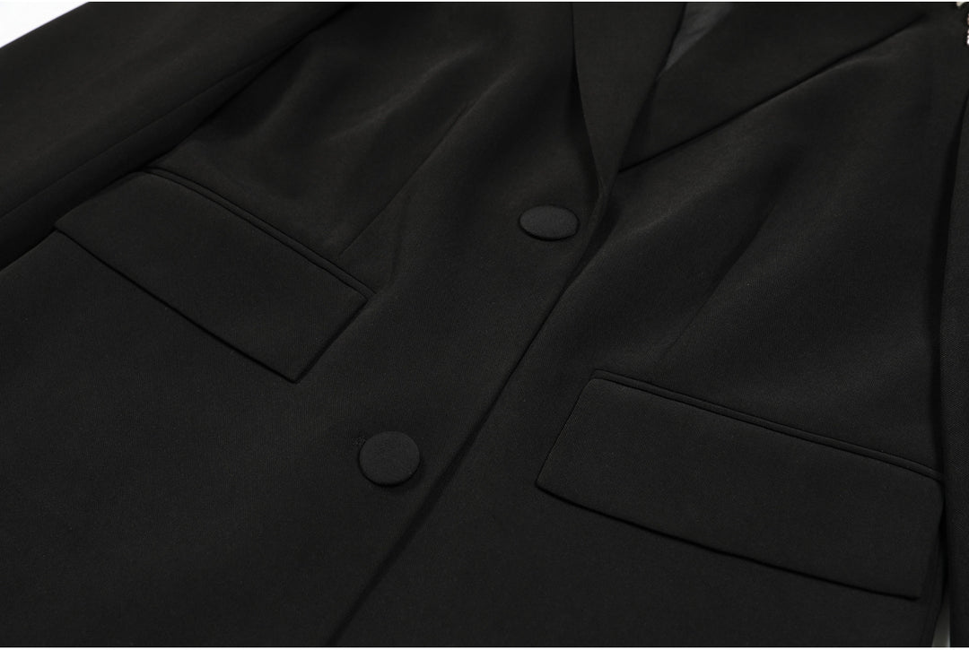 tailored blazer with multicolor jeweled cuffs and shoulders - RUBINAXA