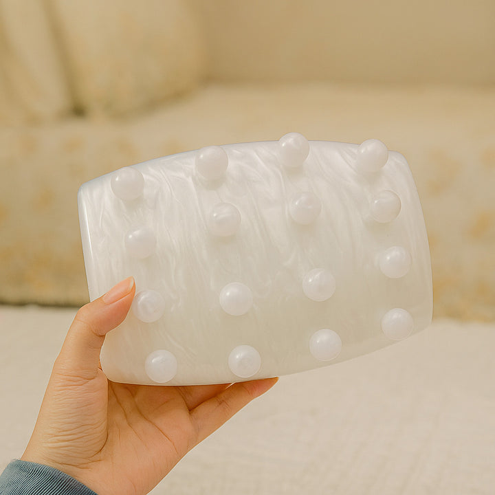 حقيبة يد صغيرة مرصعة باللؤلؤ مع حزام سلسلة - لؤلؤ