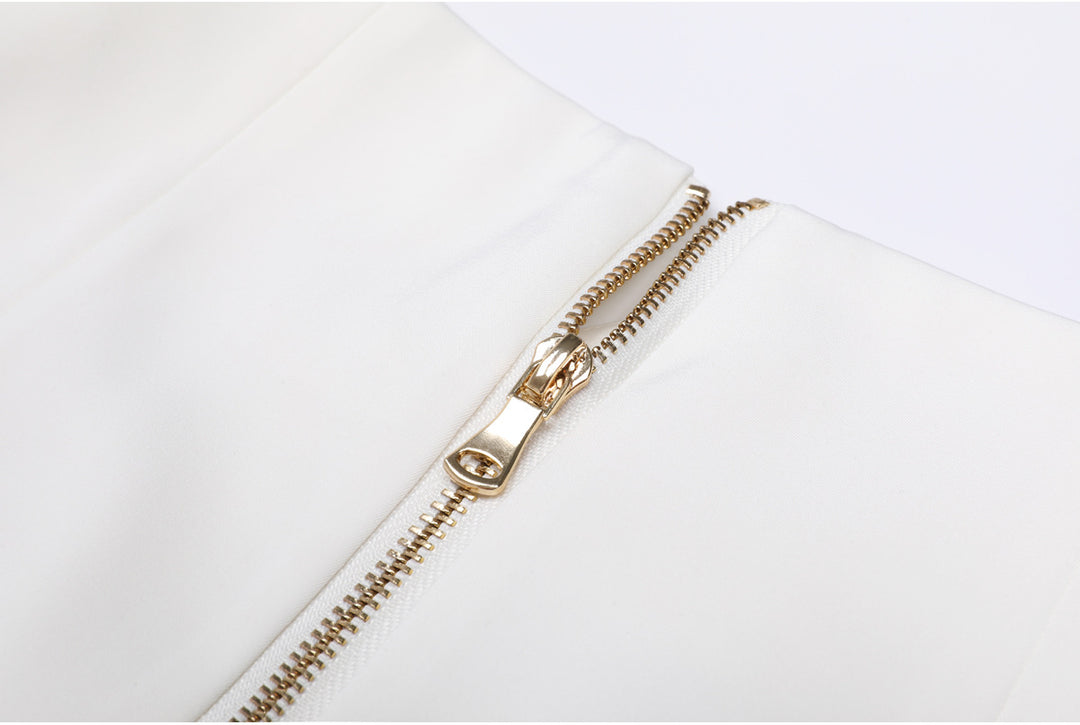 Plissiertes Oberteil mit ausgestellten Ärmeln und Maxirock-Set mit Taillengürtel – Rosiny 