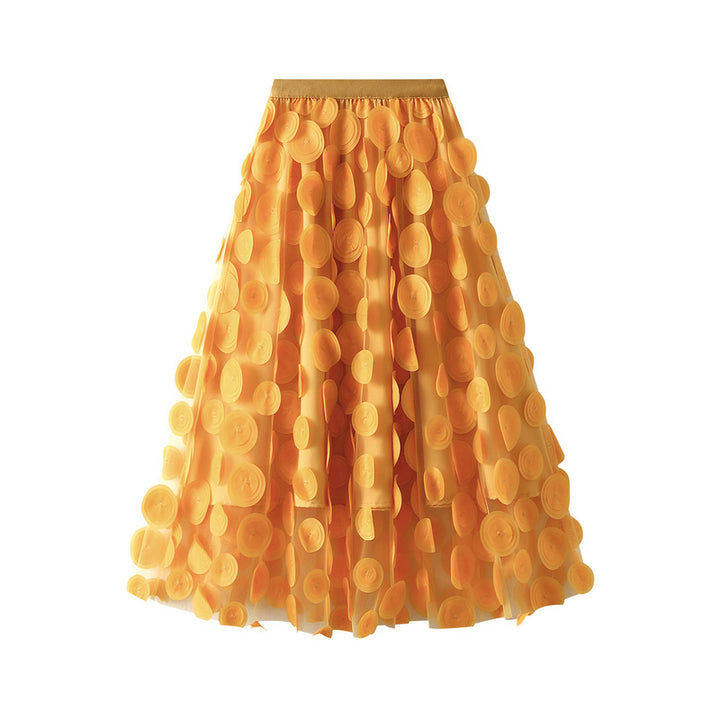 3D circle appliqué tulle skirt – LUMI