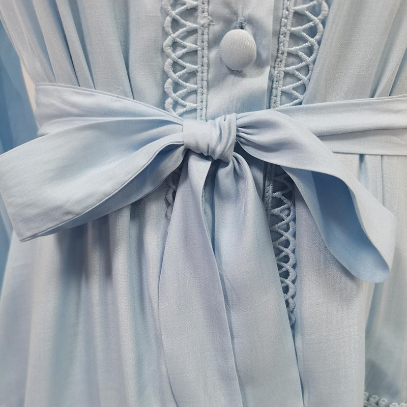 Geplooide top met uitlopende mouwen en maxi-rok set met tailleband – Rosiny 