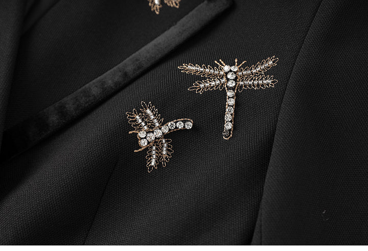 Double-breasted blazer with dragonfly crystal embellishments – NOCTURNE
