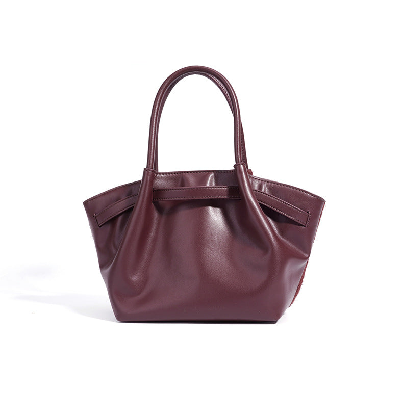 geweven rieten draagtas met dubbele leren handvatten – LÉONIE 