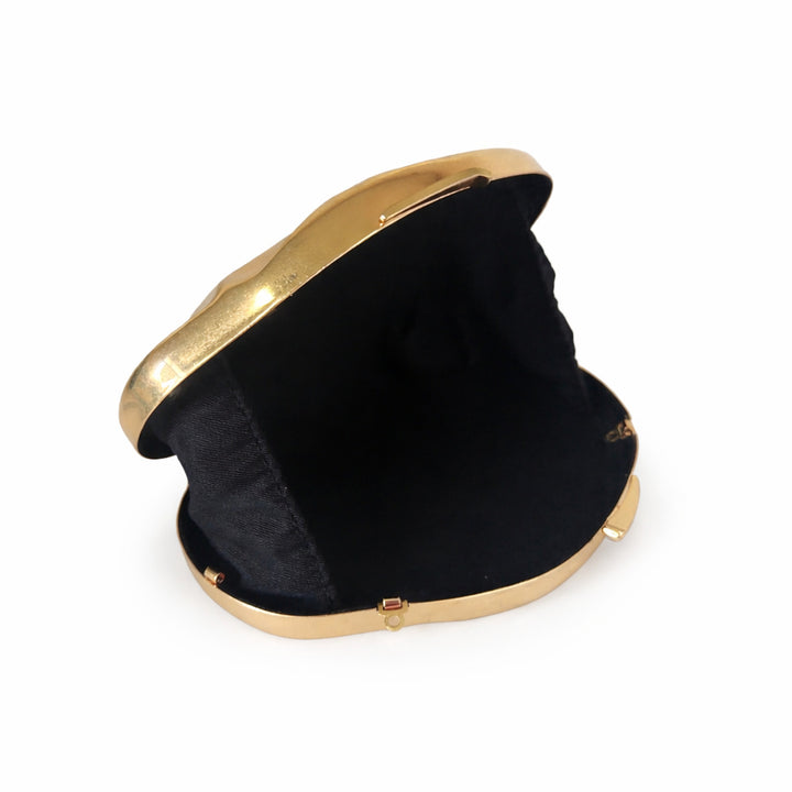 Abstract gold clutch with sculpted finish and chain strap – LIQUID