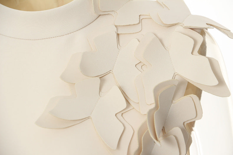 Sleeveless A-Line Dress with 3D Floral Appliqué – IVY