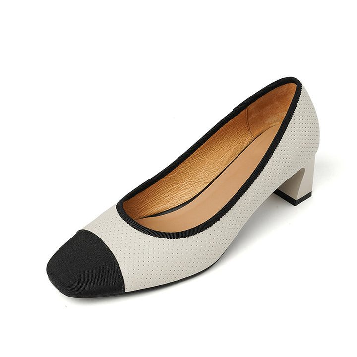 block heel pumps with contrast cap toe – CELINERI