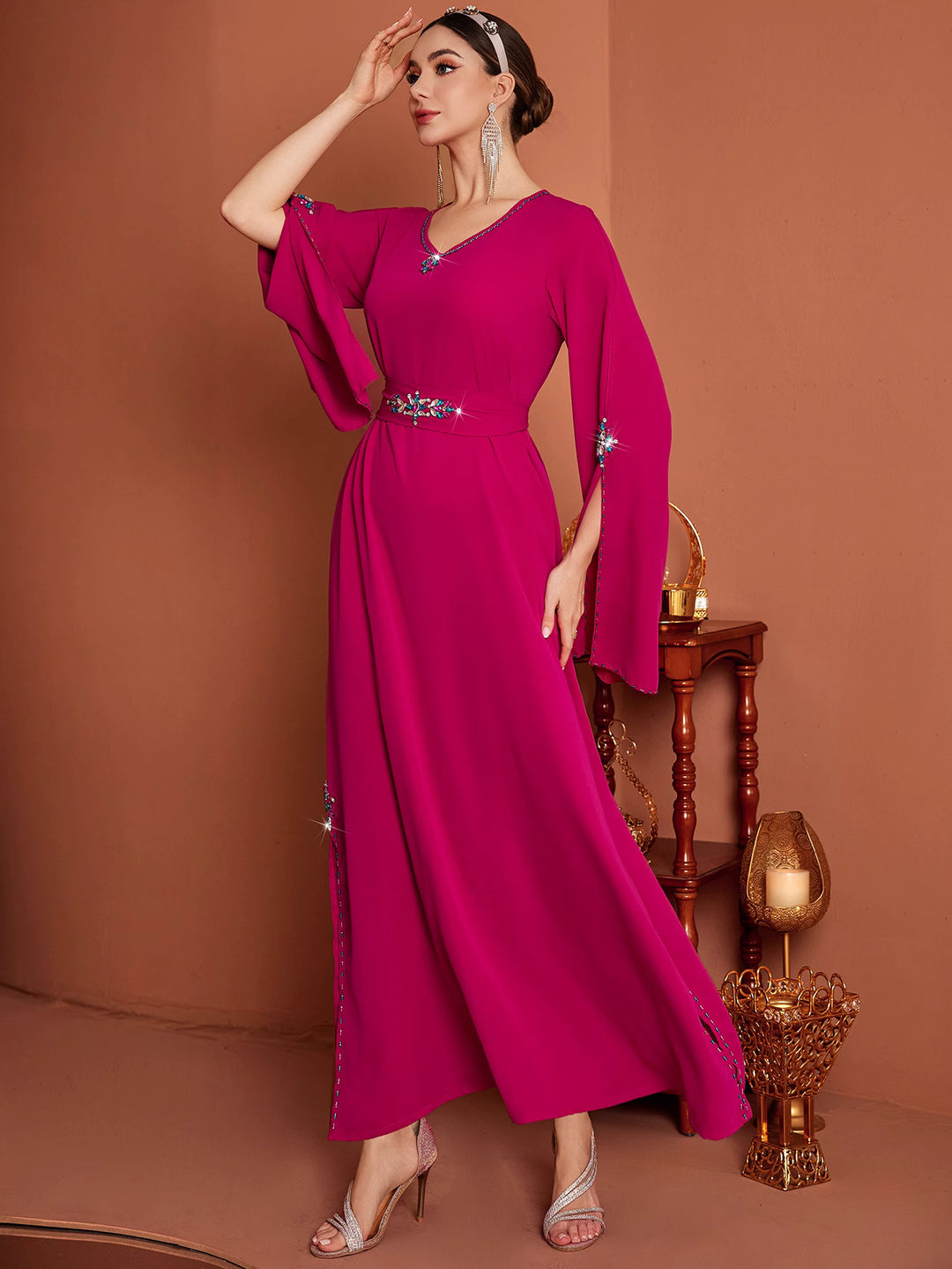 maßgeschneiderter Schlaganzug mit Satin-Puffärmeln – VALENCIA 