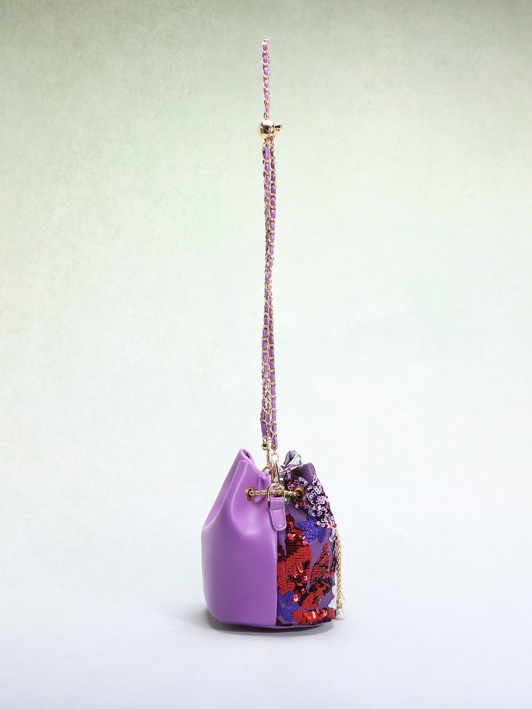 floral sequin bucket bag with chain strap – AMELIRE