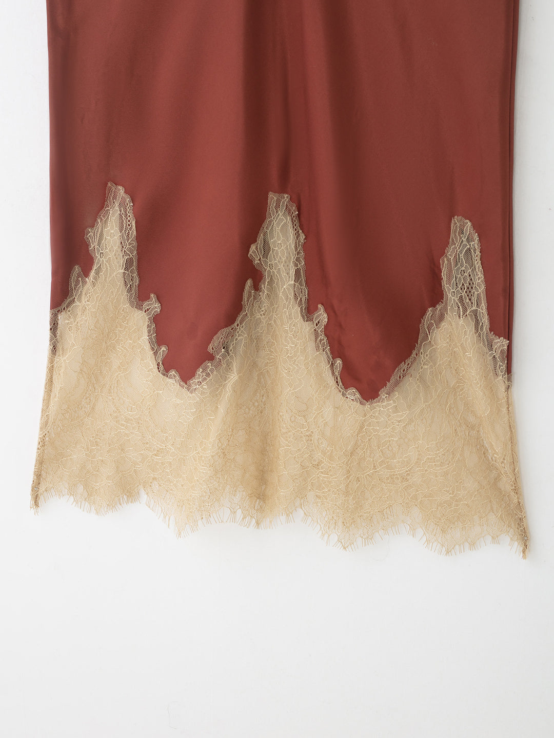 satin midi skirt with lace hem – SERAPHINE